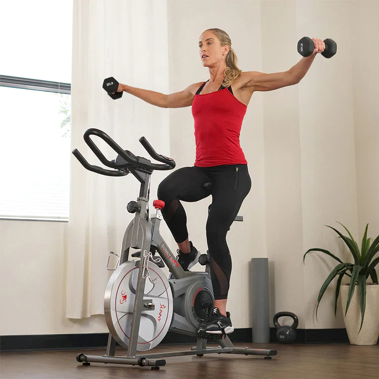 Synergy Exercise Bike Stationary Indoor Cycling by Sunny Health & Fitness