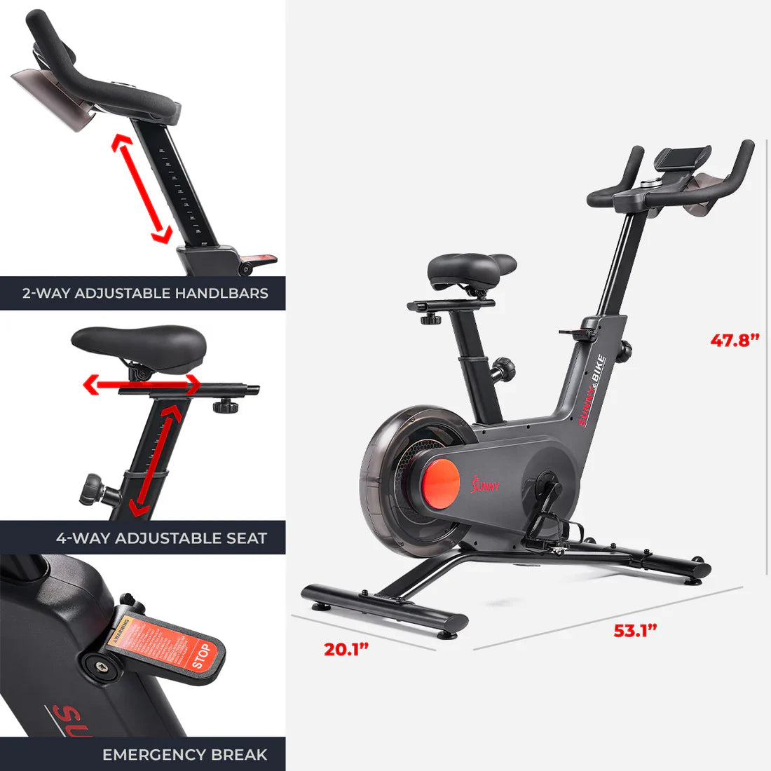 Tryden Connected Magnetic Cycle Bike by Sunny Health & Fitness
