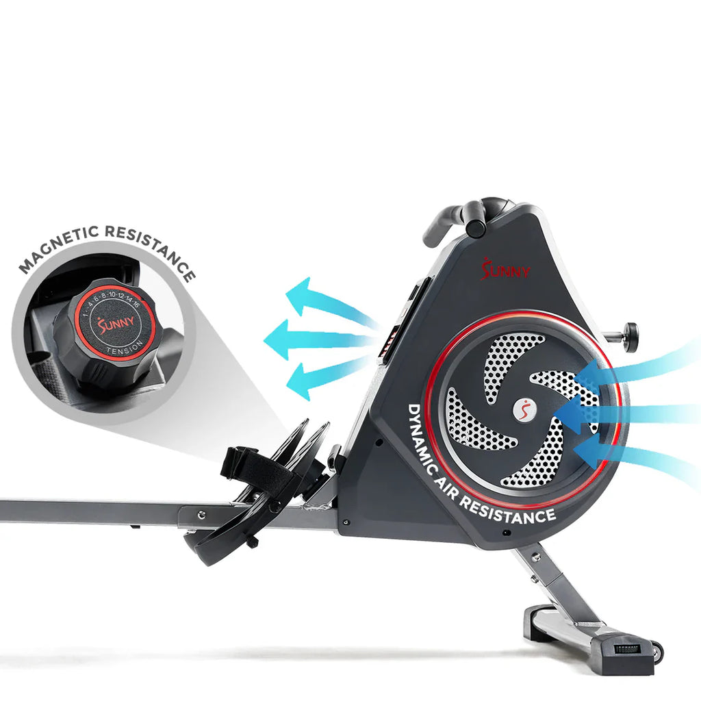 Air and Magnetic Resistance Exercise Rowing Machine by Sunny Health & Fitness