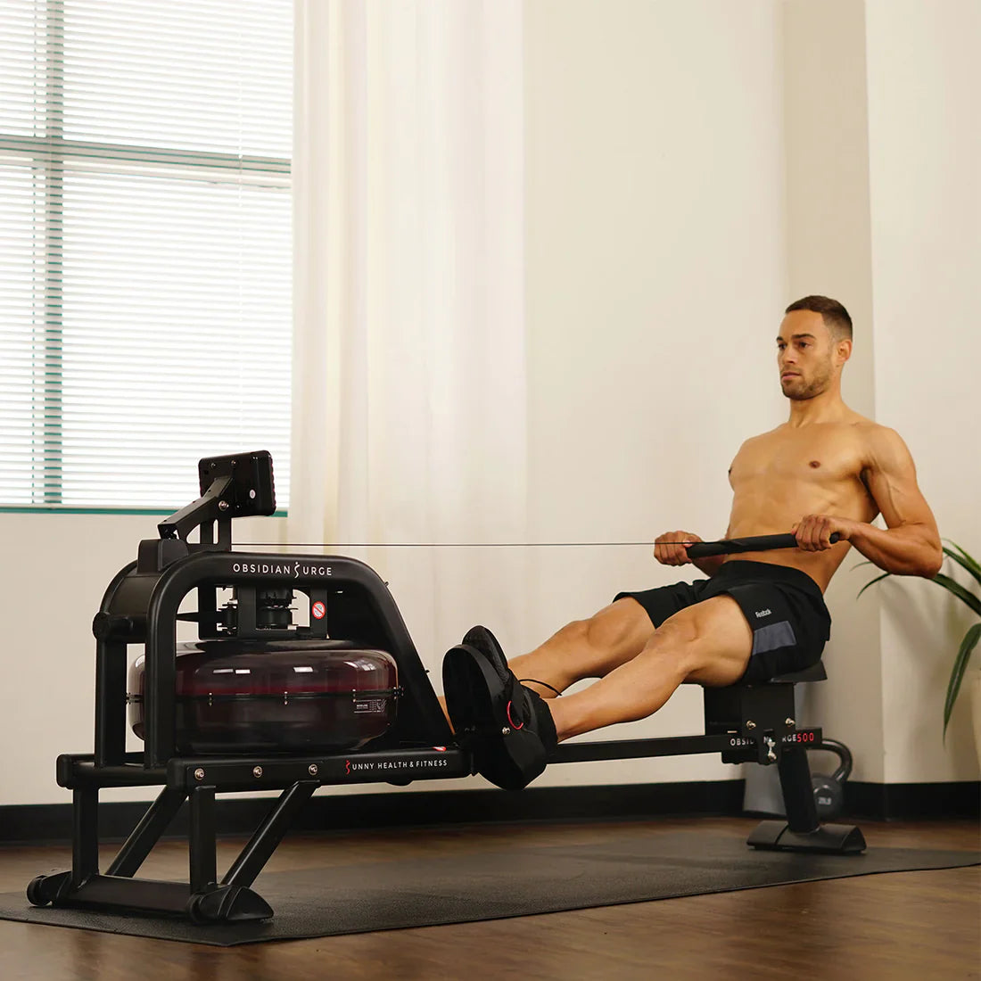 Obsidian Surge 500 m Water Rowing Machine by Sunny Health & Fitness