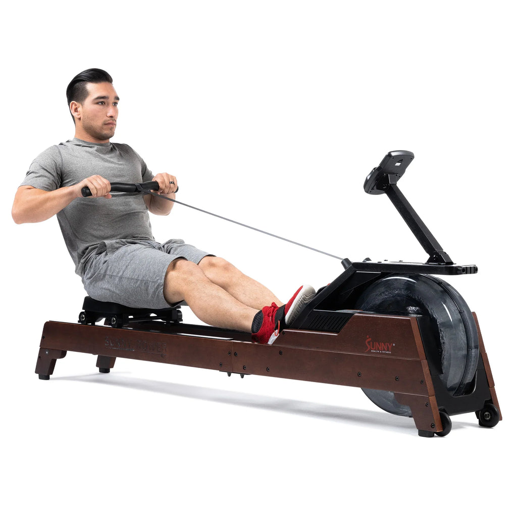 Vertical Hydro Wooden Water Rowing Machine by Sunny Health & Fitness