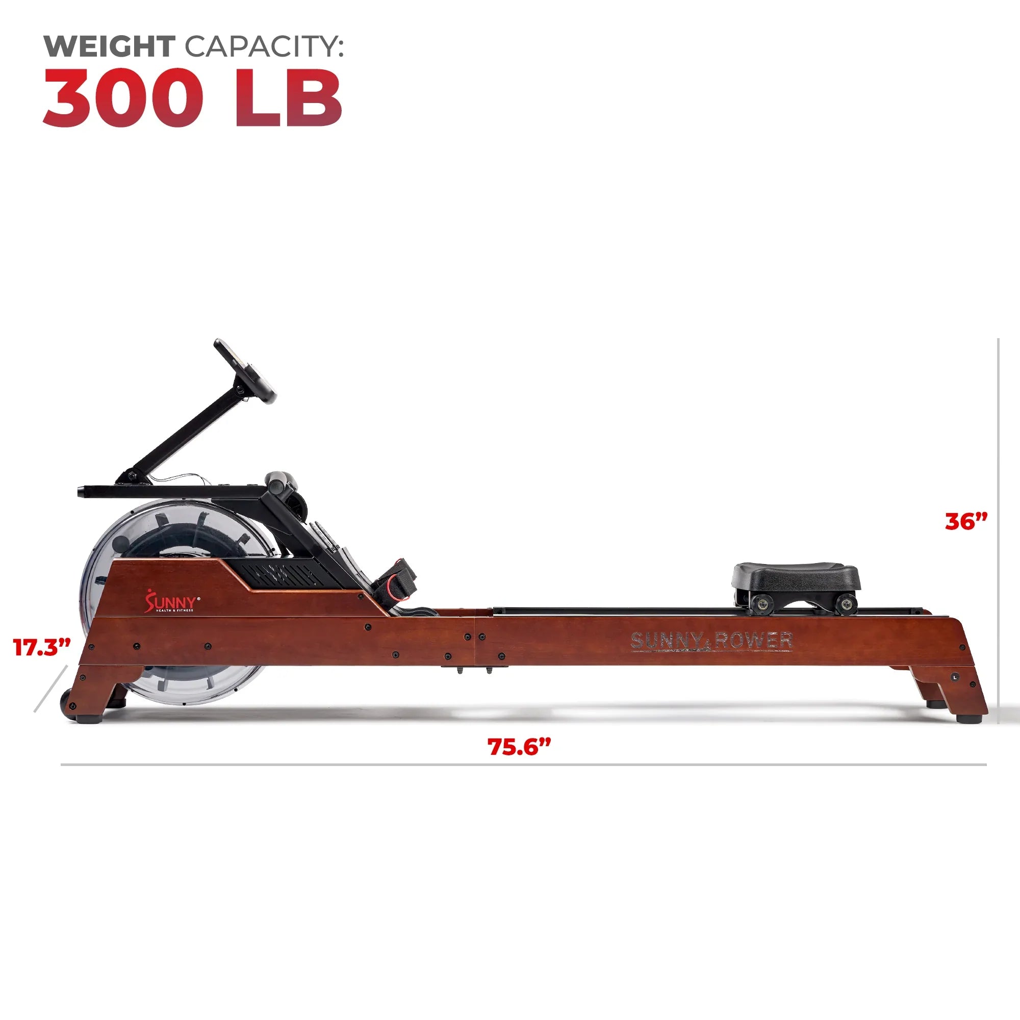 Vertical Hydro Wooden Water Rowing Machine by Sunny Health & Fitness