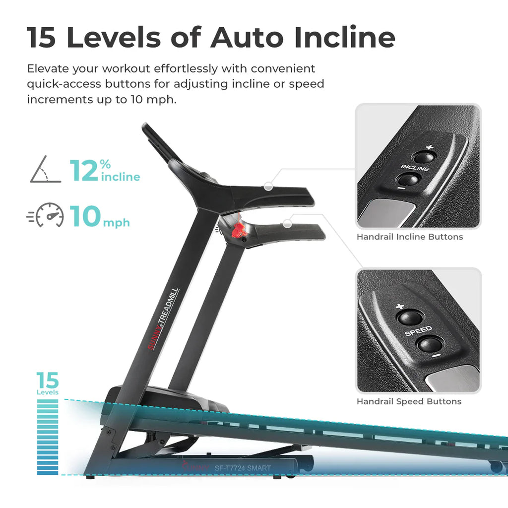 Energy Flex Motorized Auto Incline Smart Treadmill by Sunny Health & Fitness