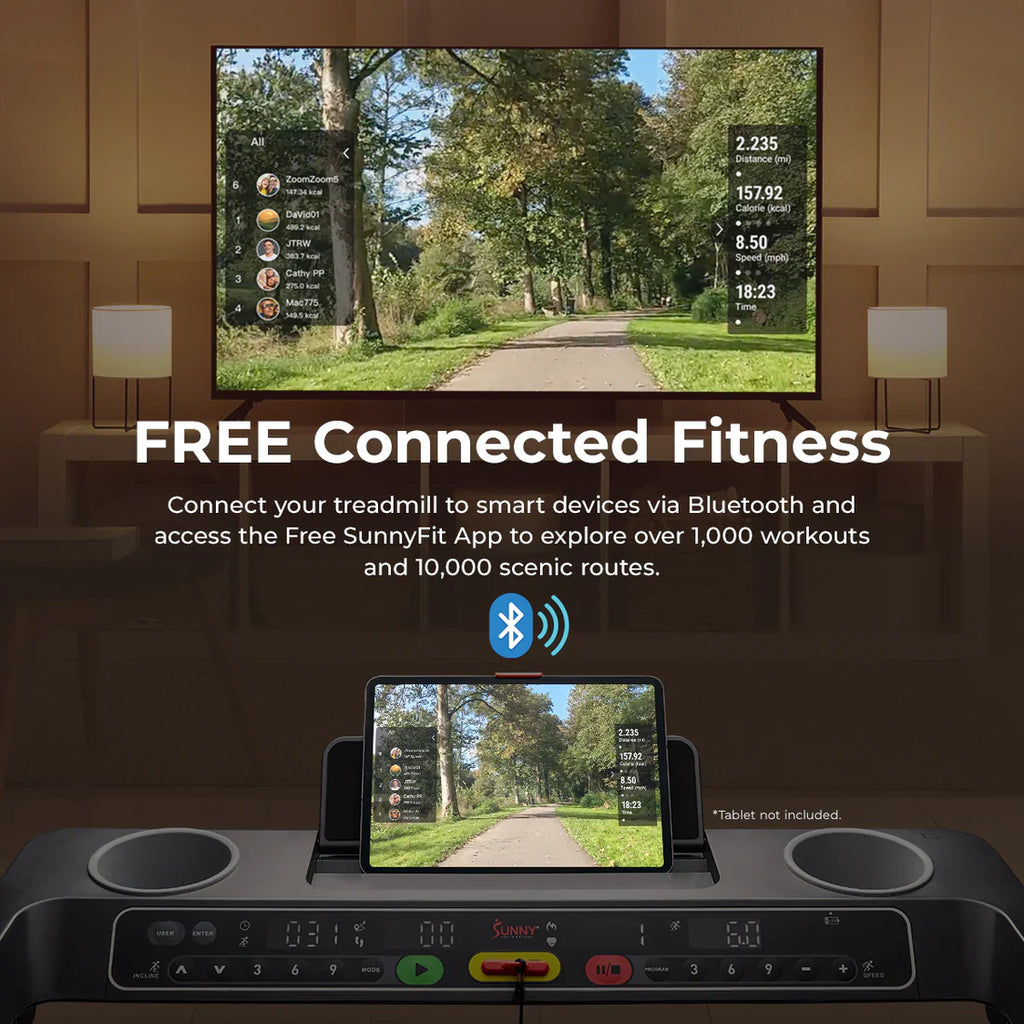 Premium Foldable Auto Incline Smart Treadmill by Sunny Health & Fitness