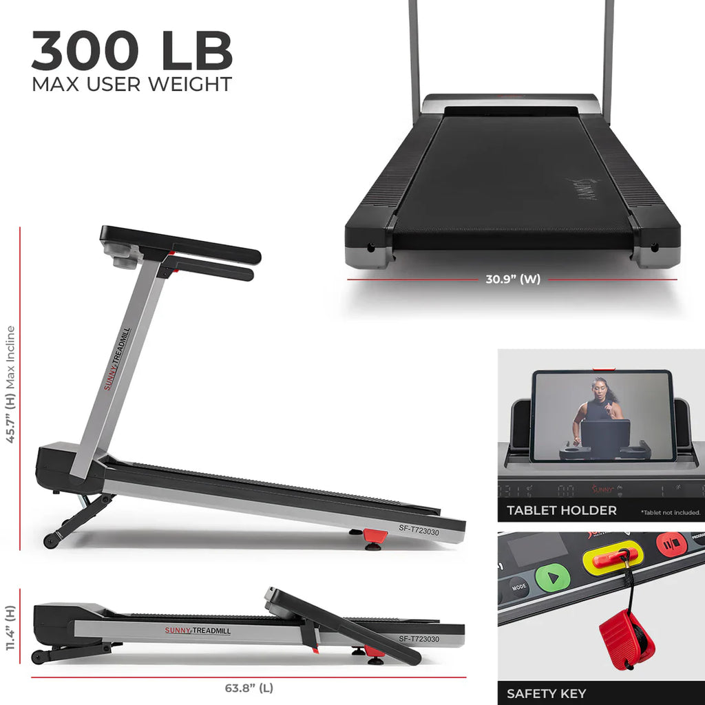 Premium Foldable Auto Incline Smart Treadmill by Sunny Health & Fitness