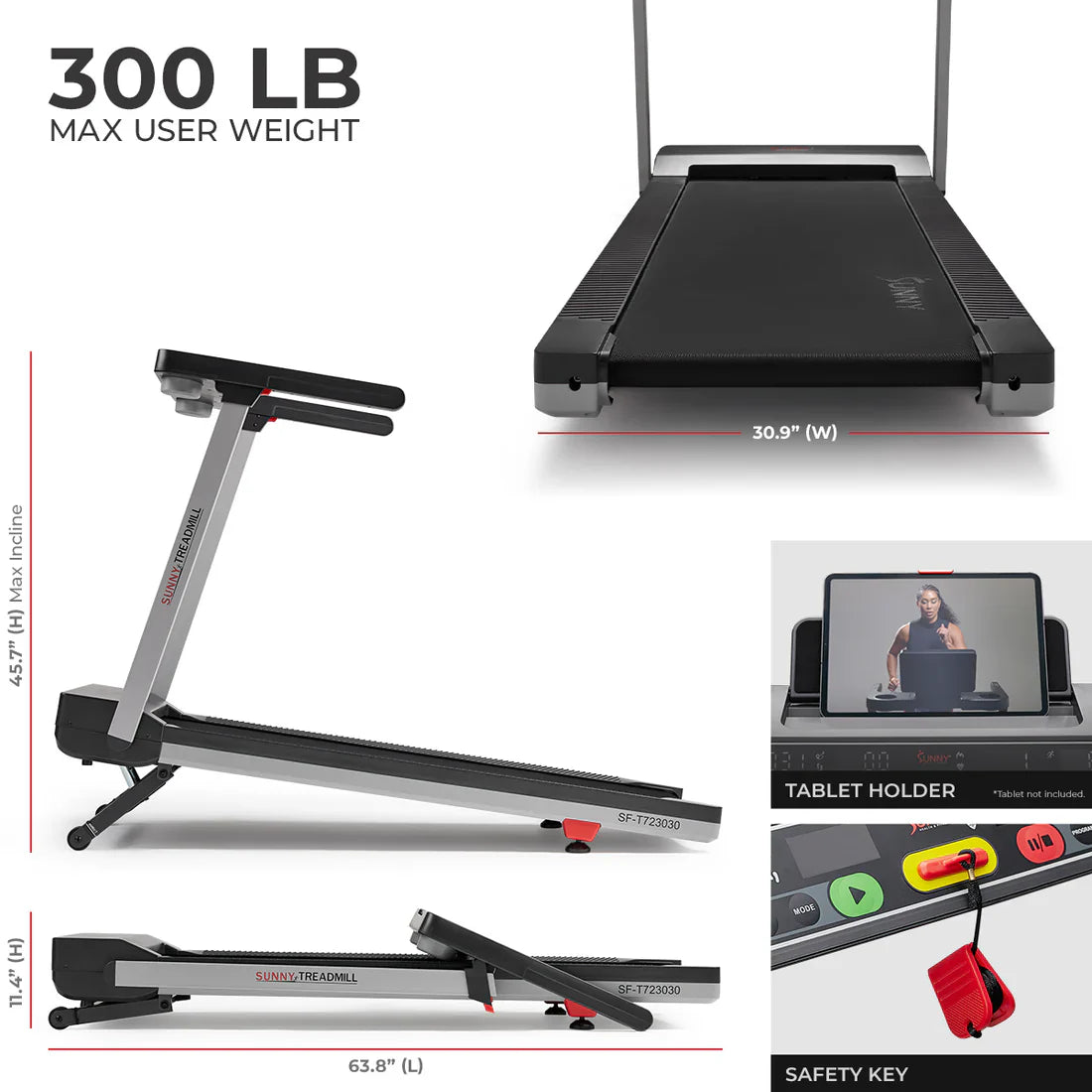 Premium Foldable Auto Incline Smart Treadmill by Sunny Health & Fitness