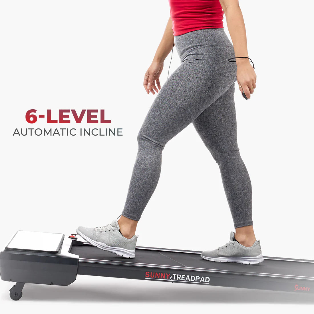 Pacer 2 in 1 Auto Incline Under Desk Walking/Running Smart Treadmill by Sunny Health & Fitness