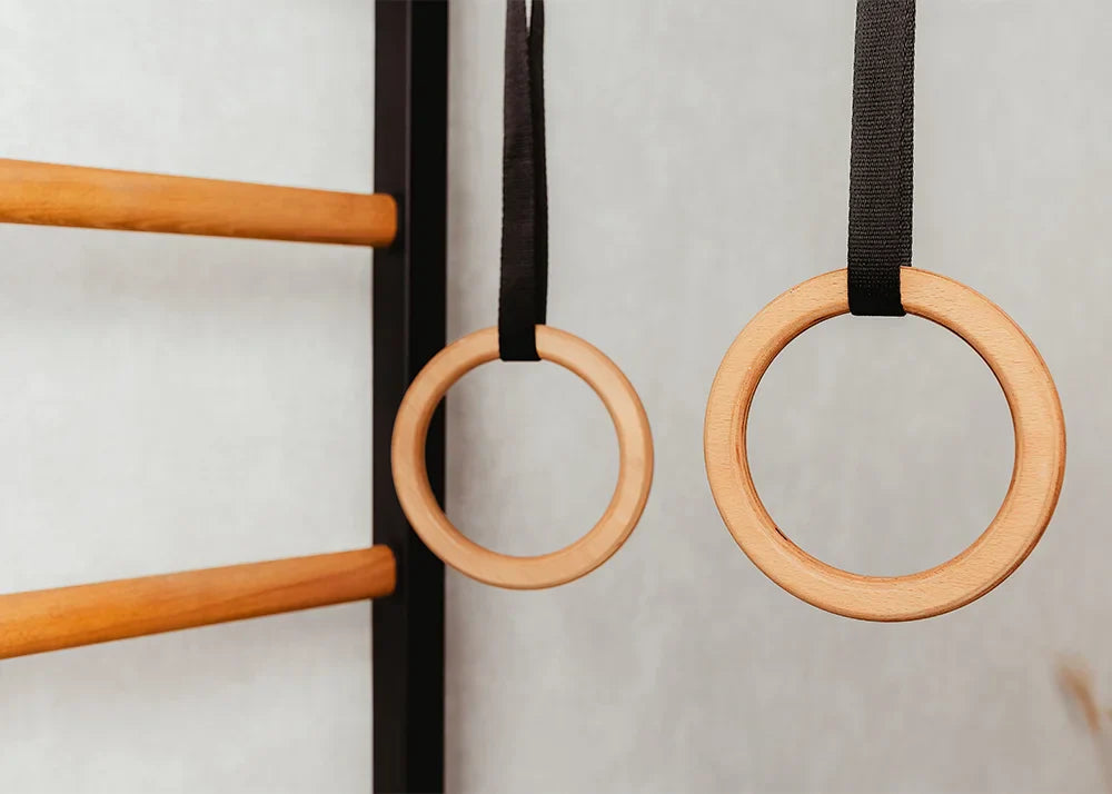 BenchK 711 Gymnastic Wooden Wall Bars with Pull-Up Bar and Accessories