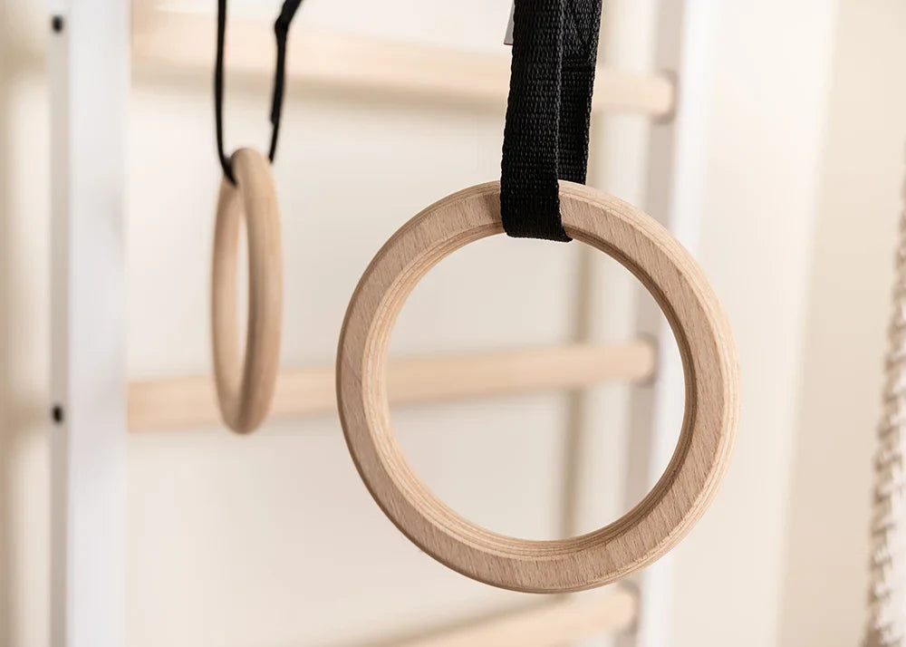 BenchK 711 Gymnastic Wooden Wall Bars with Pull-Up Bar and Accessories