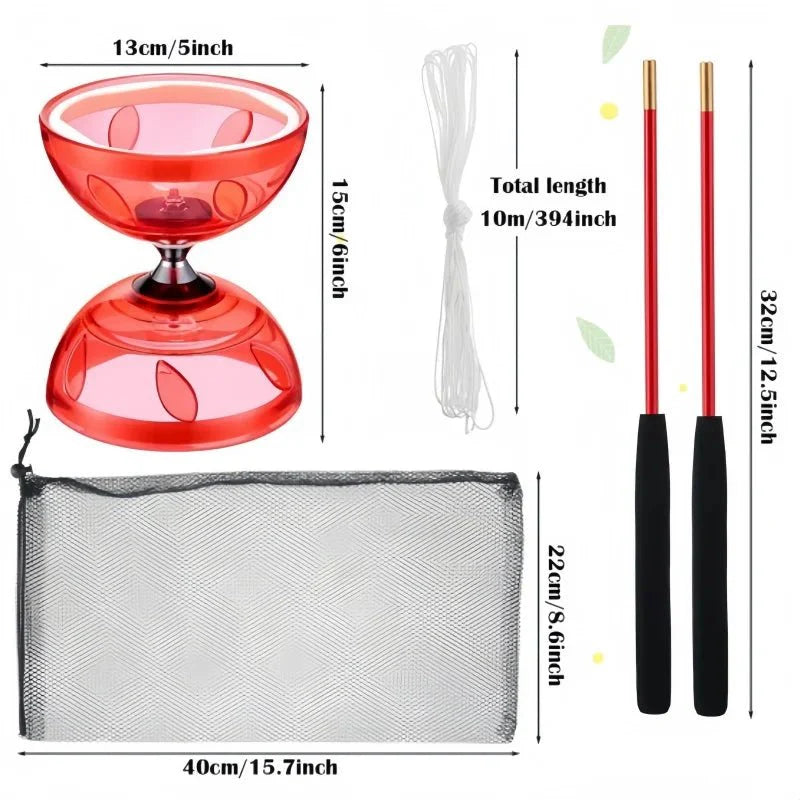 Triple Bearing Diabolo Chinese Yoyo Set with LED Lights