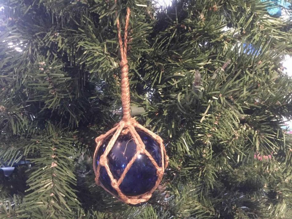 Blue Japanese Glass Ball Fishing Float Decoration Christmas Ornament 3""