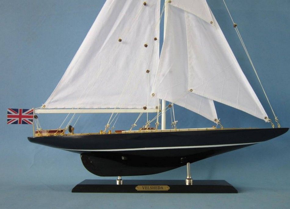 Wooden Velsheda Limited Model Sailboat Decoration 27""
