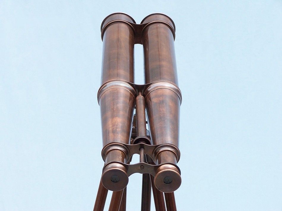 Floor Standing Admiral's Antique Copper Binoculars 62""