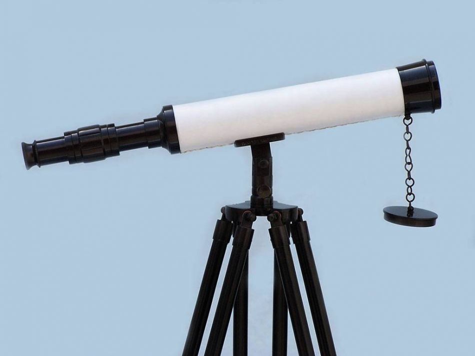 Floor Standing Oil-Rubbed Bronze-White Leather With Black Stand Harbor Master Telescope 50""