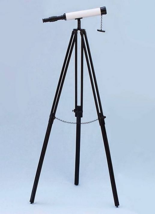 Floor Standing Oil-Rubbed Bronze-White Leather With Black Stand Harbor Master Telescope 50""
