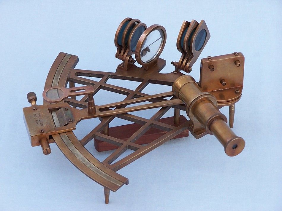 Admiral's Antique Brass Sextant 12"" with Rosewood Box