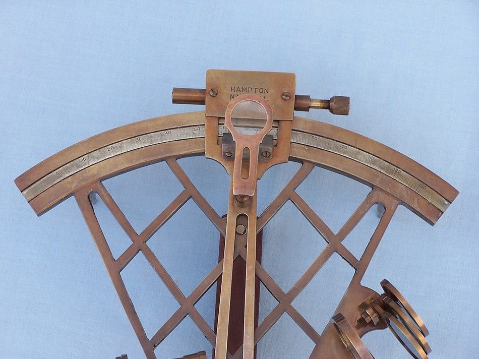 Admiral's Antique Brass Sextant 12"" with Rosewood Box
