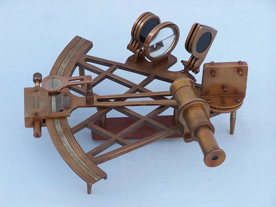 Admiral's Antique Brass Sextant 12"" with Rosewood Box