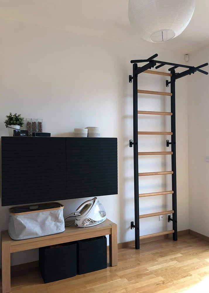 BenchK 721 Exercise Rehabilitation Wooden Wall Bars with Gymnastic Accessories