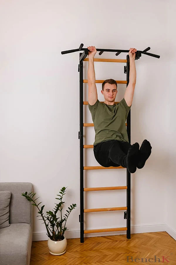 BenchK 721 Exercise Rehabilitation Wooden Wall Bars with Gymnastic Accessories