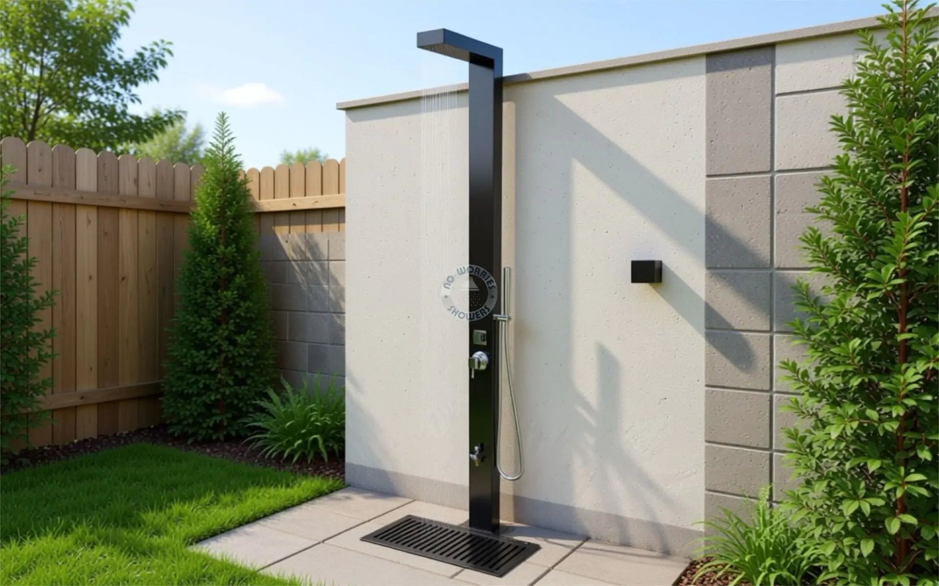 No Worries Showers Windsor Black ADA 316L Marine Grade Stainless Steel Outdoor Pool Shower
