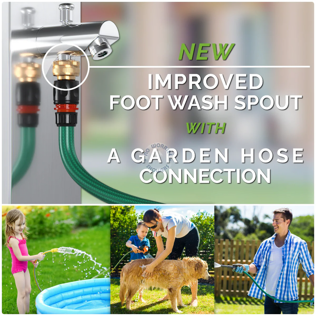No Worries Showers Windsor Black ADA 316L Marine Grade Stainless Steel Outdoor Pool Shower