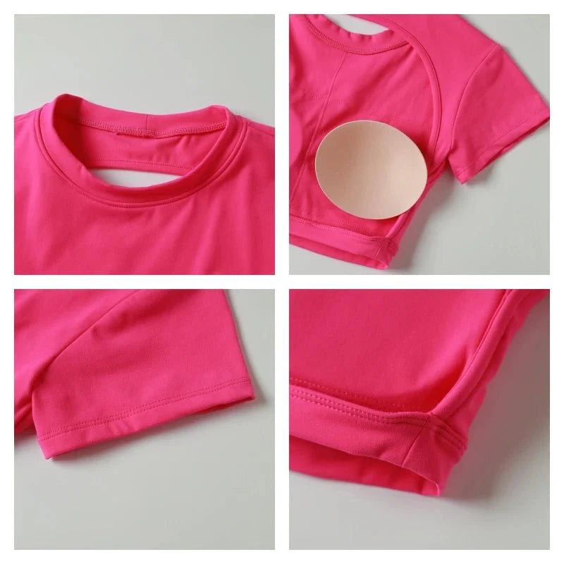 Womens Backless Quick Dry Crop Top for Yoga Fitness