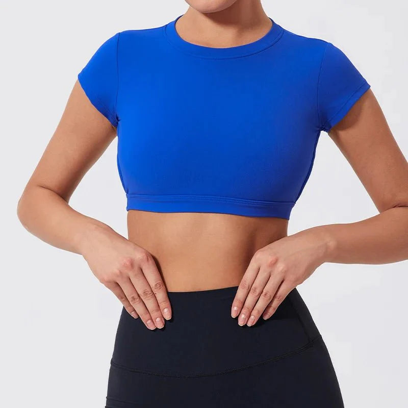 Womens Backless Quick Dry Crop Top for Yoga Fitness