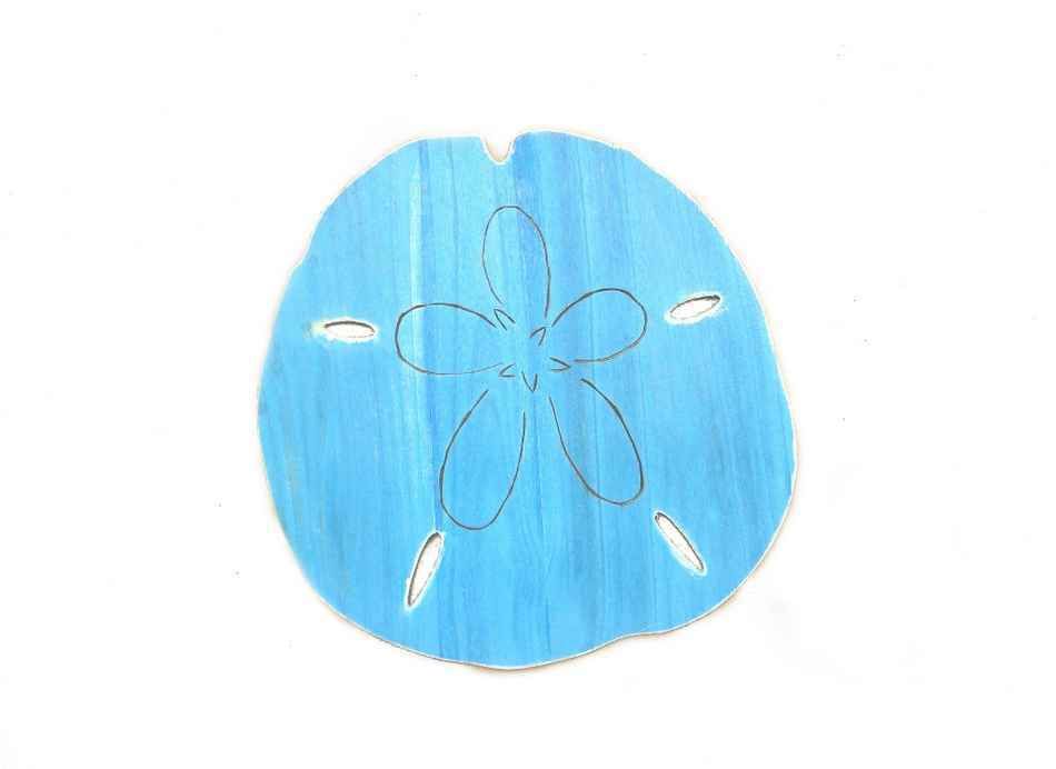 Wooden Rustic Light Blue Wall Mounted Sand Dollar Decoration 25""
