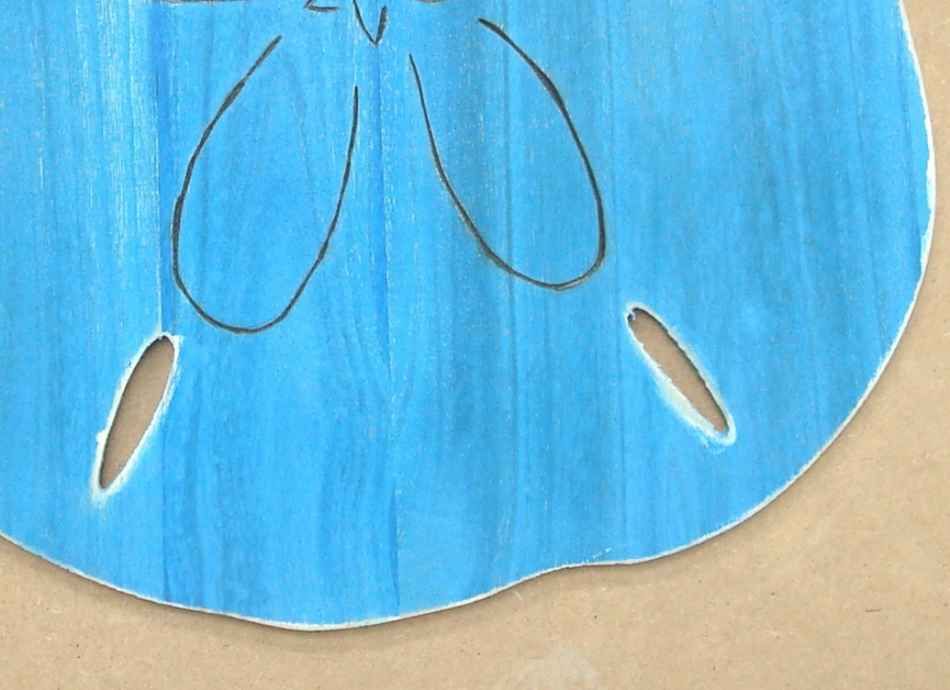 Wooden Rustic Light Blue Wall Mounted Sand Dollar Decoration 25""