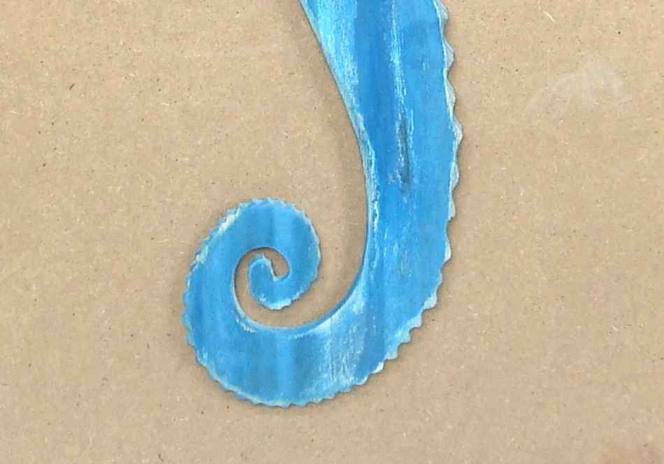 Wooden Rustic Light Blue Wall Mounted Seahorse Decoration 36""