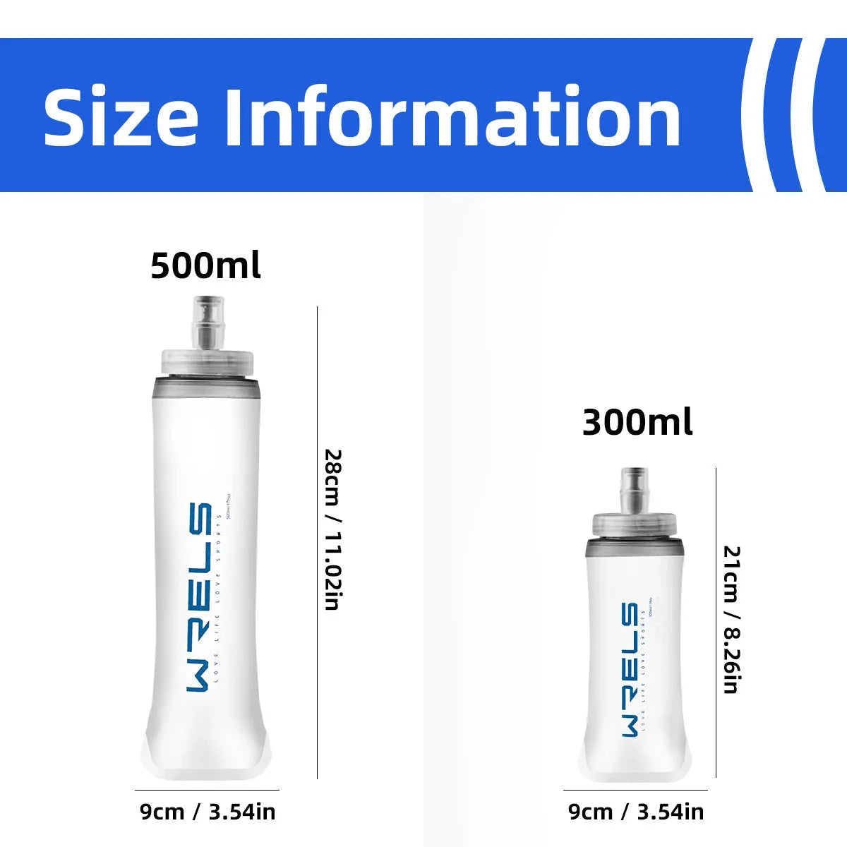 WRELS Sports Water Bottles BPA-Free Collapsible Soft Flask Running Camping Hiking Hydro Flask Soft Water Bottle for Hydration