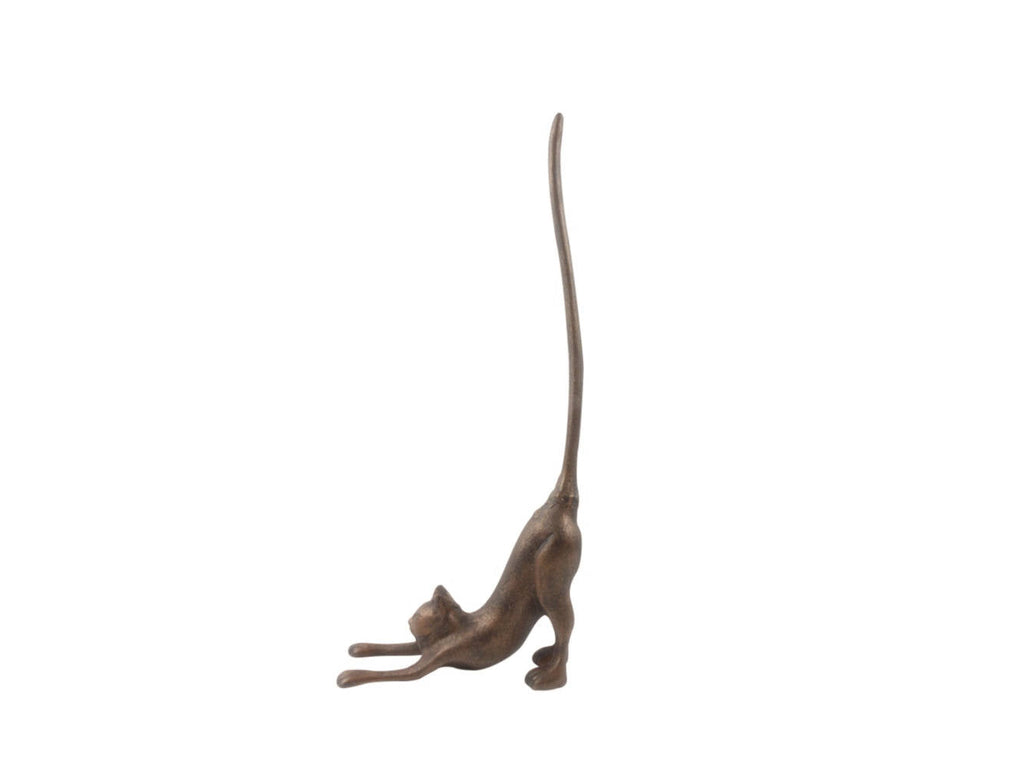 Rustic Copper Cast Iron Yoga Cat Bathroom Extra Toilet Paper Stand 19""