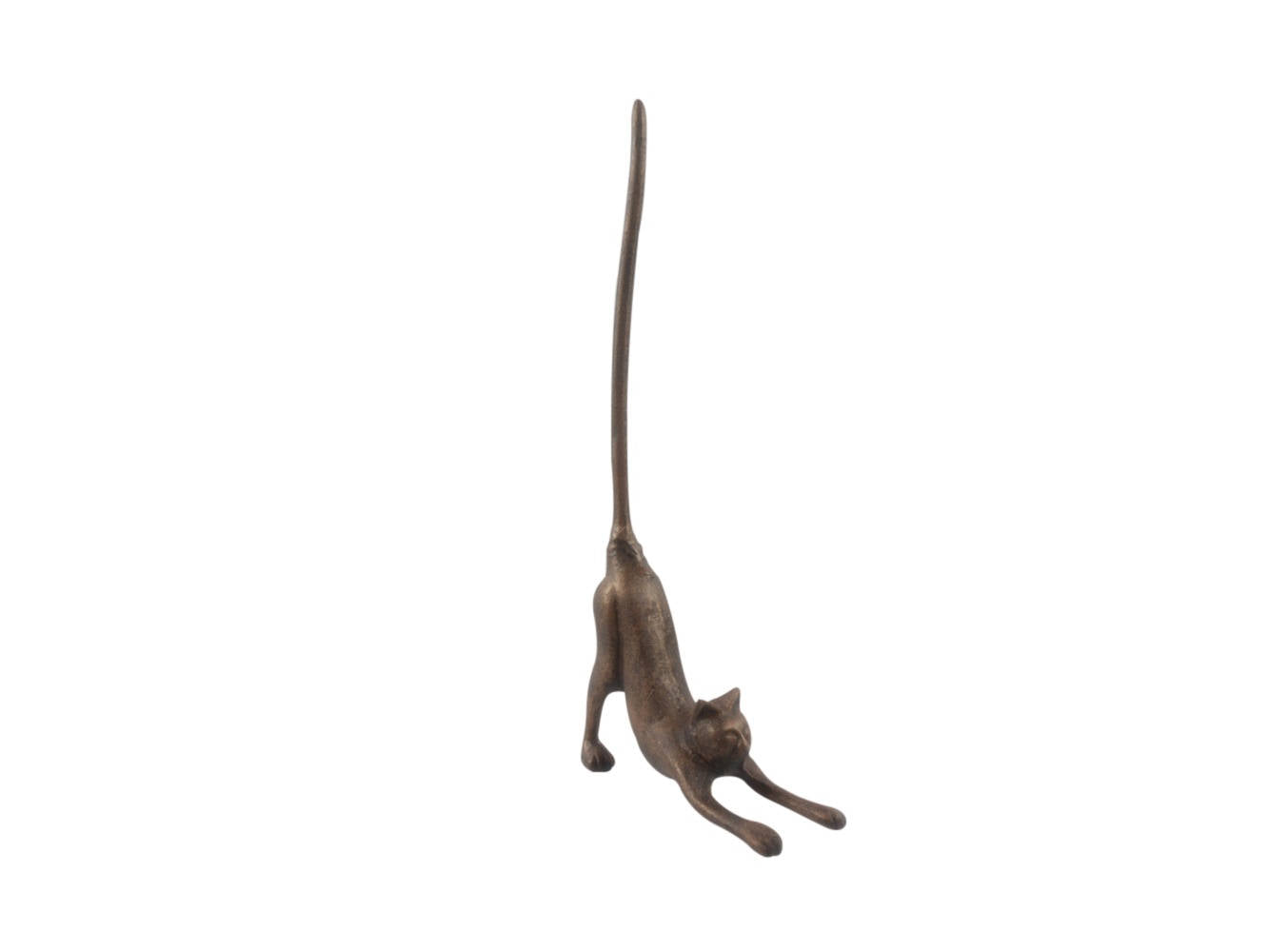 Rustic Copper Cast Iron Yoga Cat Bathroom Extra Toilet Paper Stand 19""