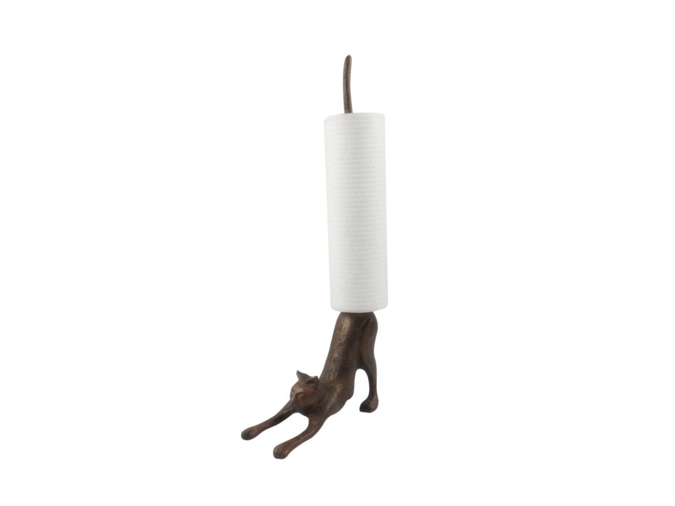 Rustic Copper Cast Iron Yoga Cat Kitchen Paper Towel Holder 19""