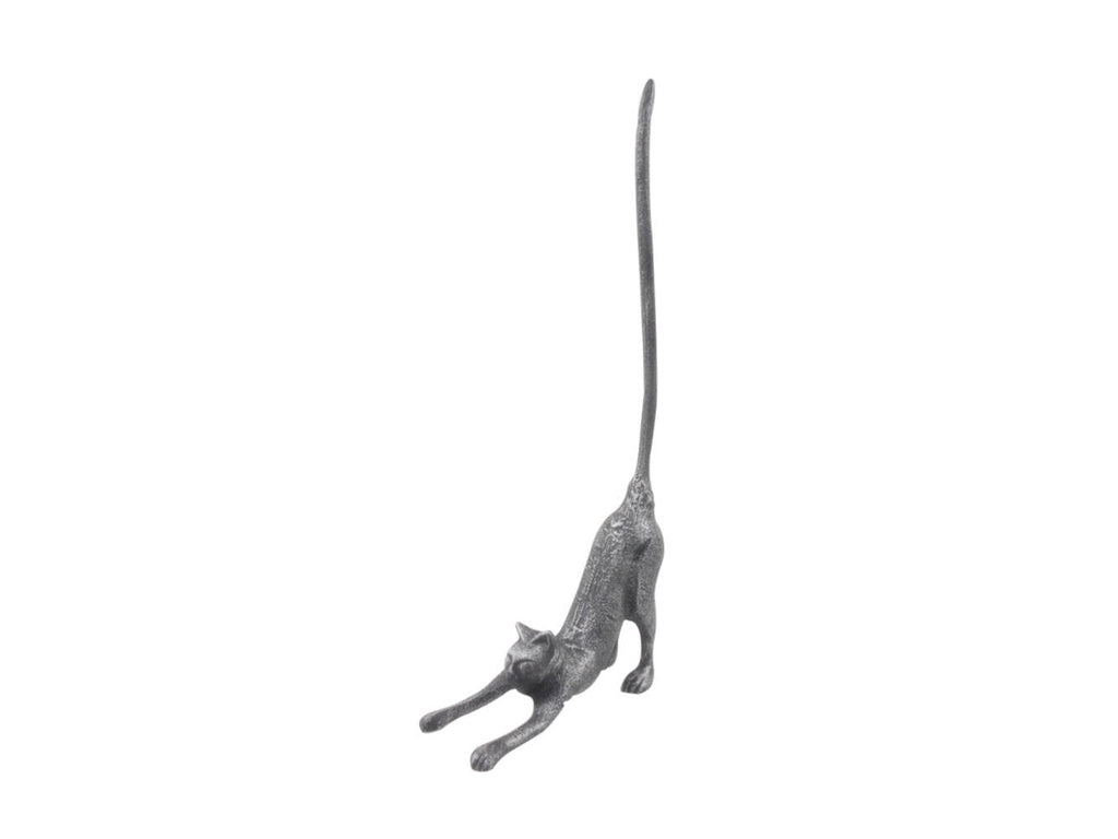 Rustic Silver Cast Iron Yoga Cat Kitchen Paper Towel Holder 19""