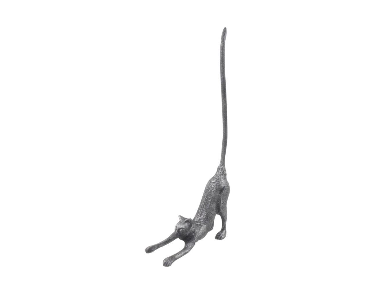 Rustic Silver Cast Iron Yoga Cat Kitchen Paper Towel Holder 19""