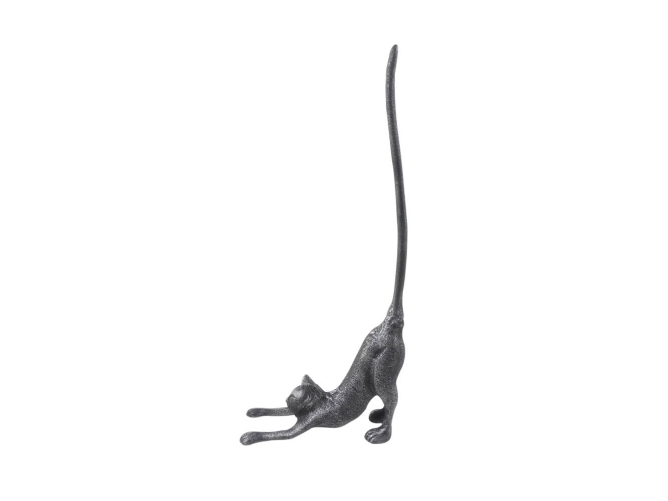 Rustic Silver Cast Iron Yoga Cat Kitchen Paper Towel Holder 19""