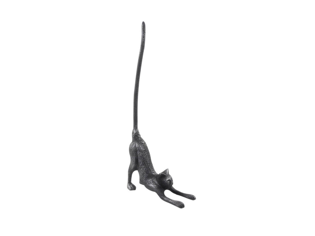 Rustic Silver Cast Iron Yoga Cat Kitchen Paper Towel Holder 19""